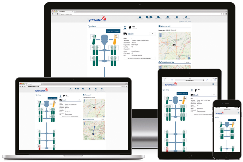 Truck tyre pressure management system on PCs, laptops, tablets and mobiles
