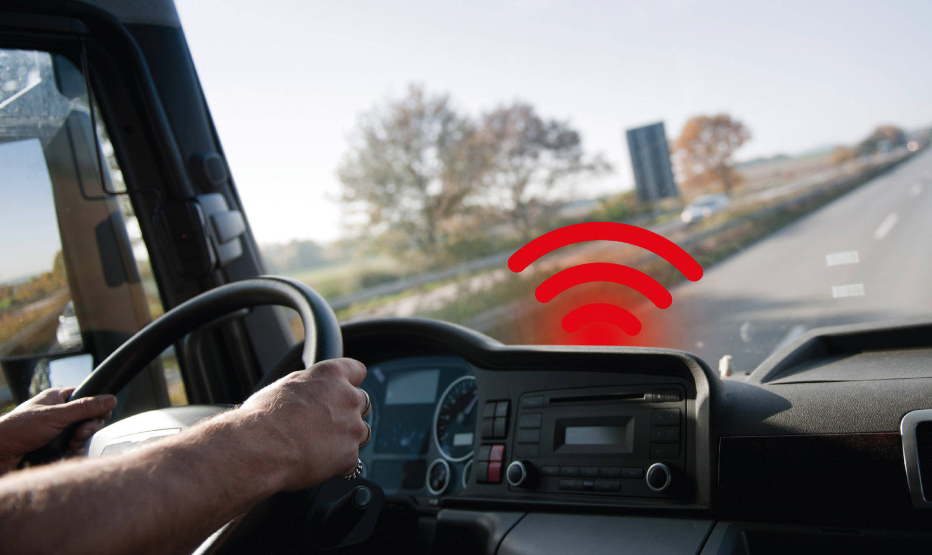 Dash board with red wireless icon